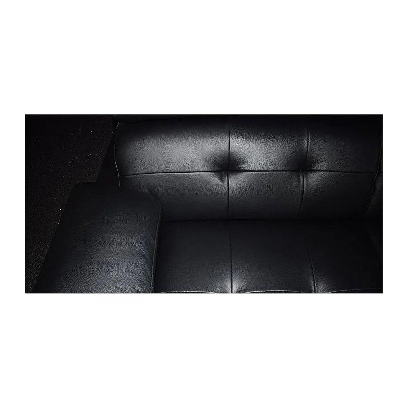 Siyah Hakiki Deri Metal Ayaklı Ayarlanabilir Başlıklı Üçlü Koltuk - 215 cm - 155539