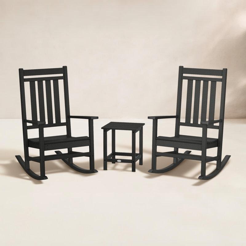 Siyah HDPE 3 Parça Sehpalı Sallanan Sandalye Seti - 146391