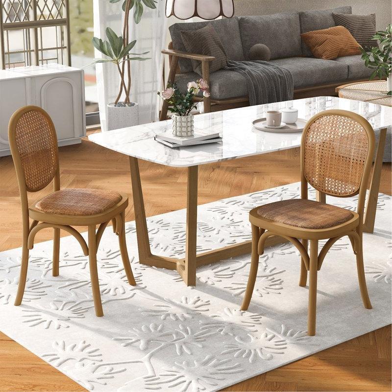 Siyah Huş Ağacı Vintage Tasarım 2li Rattan Sandalye - 146340
