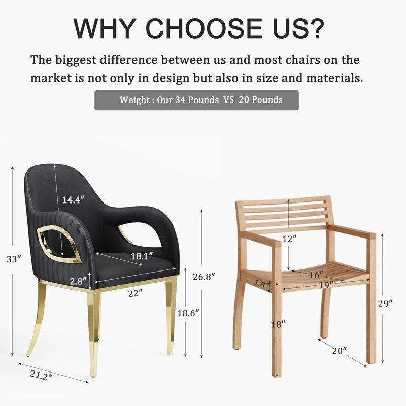 Siyah Kadife Döşemeli Kapitoneli Kolçaklı Gold Sandalye - 145986