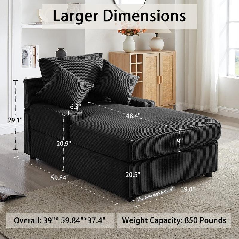 Siyah Kadife Kumaş Ayarlanabilir Sırtlı Geniş Uzanma Koltuğu - 156361