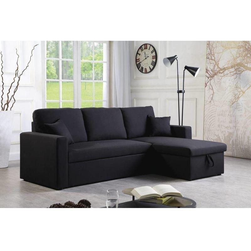 Siyah Keten Kumaş Yataklı ve Sandıklı Köşe Koltuk - 221x145 cm - 153075