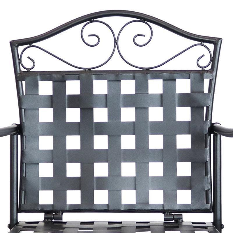 Siyah Kolçaklı Kıvrımlı Tasarım 2'li Set Ferforje Bar Sandalyesi - 121 cm - 148767
