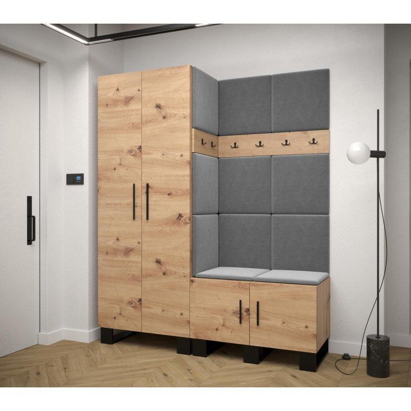 Siyah Kulplu Döşemeli Panelli Loft Tasarım Suntalam Portmanto Vestiyer - 158 cm - 158566