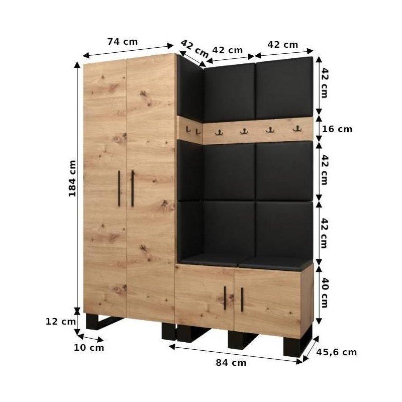 Siyah Kulplu Döşemeli Panelli Loft Tasarım Suntalam Portmanto Vestiyer - 158 cm - 158566