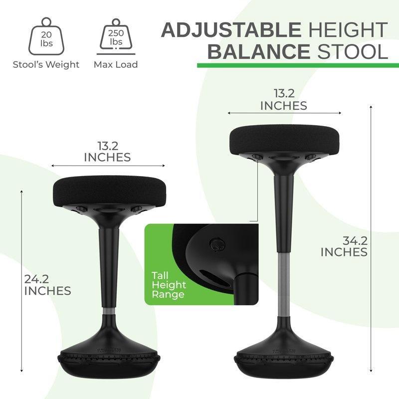 Siyah Kumaş Metal Yüksekliği Ayarlanabilir Döner Aktif Bar Taburesi - 59-84 cm - 148713