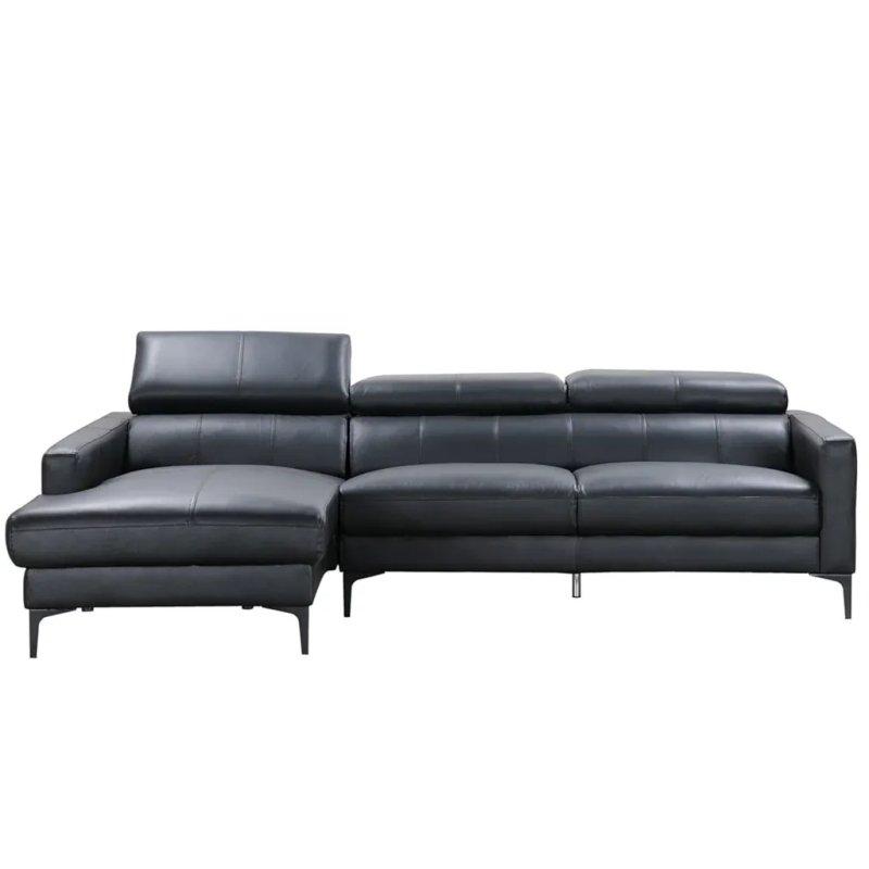 Siyah Manda Derisi Ayarlanabilir Başlıklı Sol Köşe Koltuk - 253x173 cm - 155578