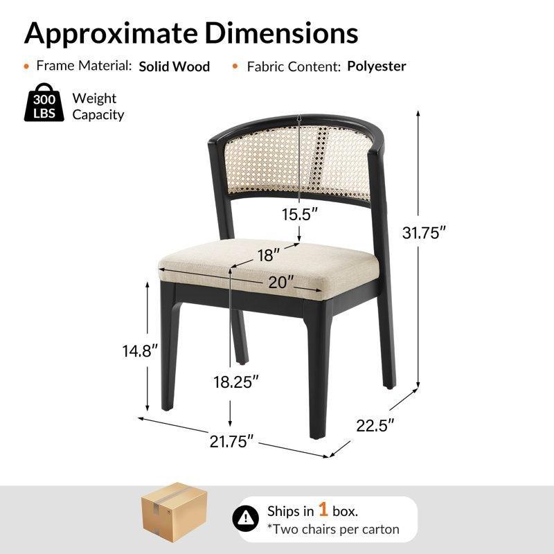 Siyah Masif Ahşap Minderli Fıçı Sırtlıklı 2li Set Rattan Sandalye - 56 cm - 146355