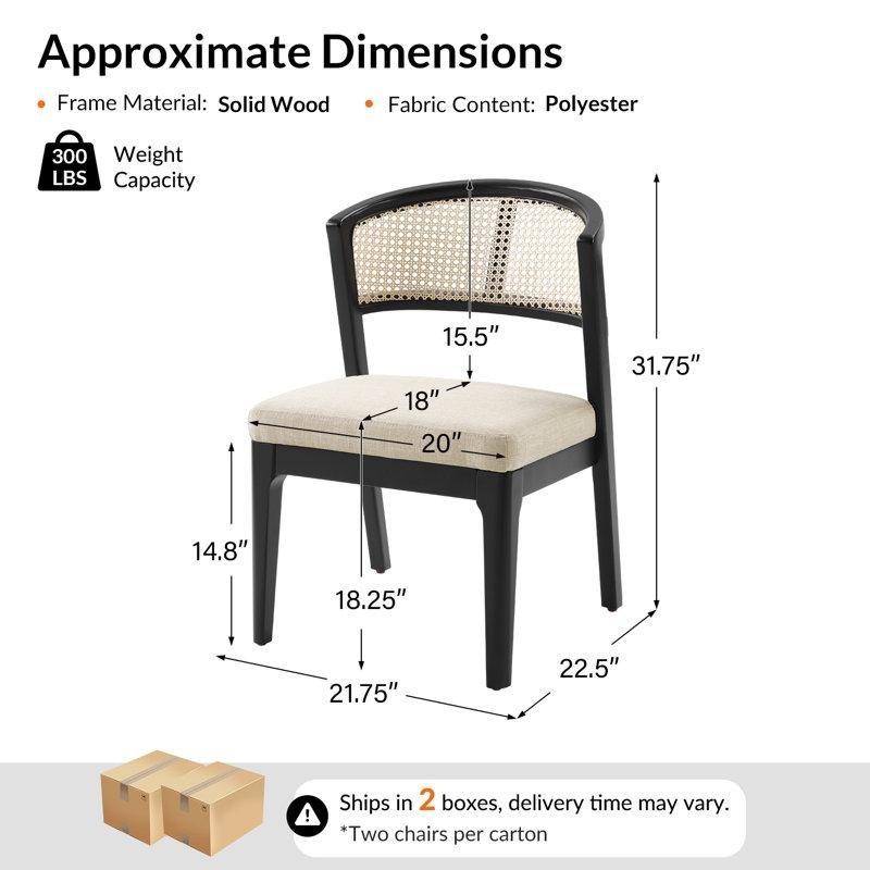 Siyah Masif Ahşap Minderli Fıçı Sırtlıklı Rattan Sandalye Seti - 4 Adet - 146796