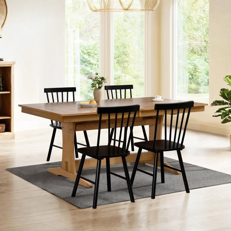 Siyah Masif Ceviz Windsor Tasarım 4lü Set Yemek Sandalyesi - 145620