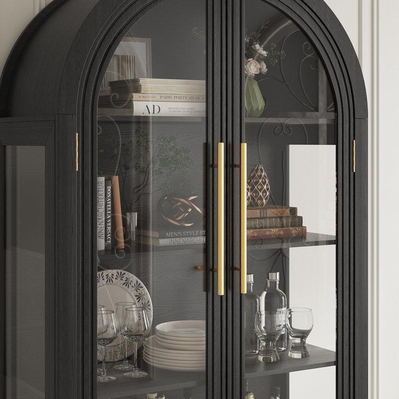 Siyah MDF Kemerli LED Işıklı ve Hareket Sensörlü Vitrin Gümüşlük - 81x181 cm - 157096