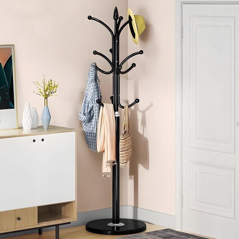 Siyah Metal 12 Kancalı Ayaklı Portmanto Askılık - 178x36x36 cm - 161377