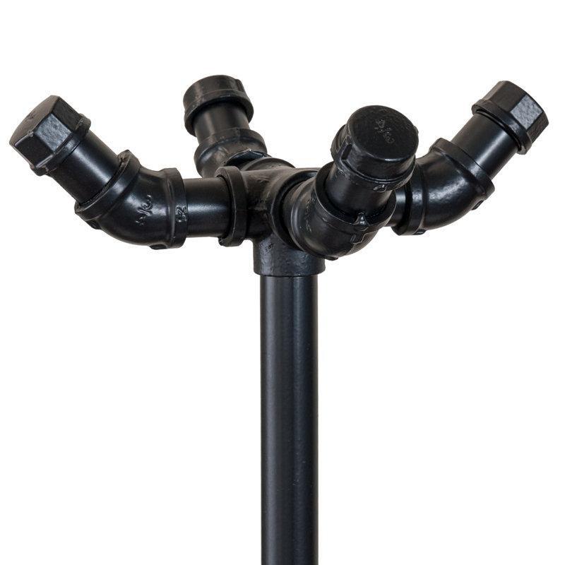 Siyah Metal 12 Kancalı Endüstriyel Tasarım Ayaklı Portmanto - 167 cm - 161365