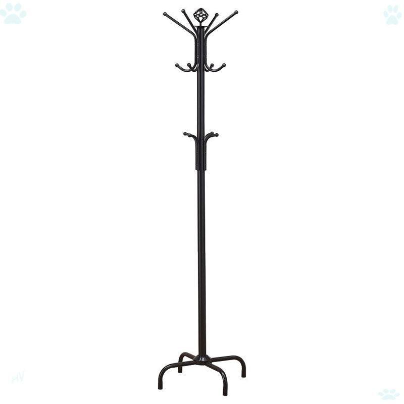 Siyah Metal 12 Kancalı Üç Katlı Ayaklı Portmanto - 186 cm - 161335