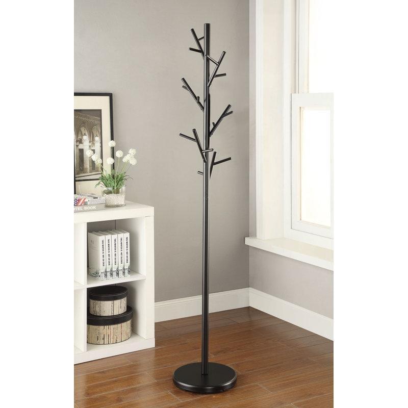 Siyah Metal 18 Kancalı Ağaç Dalı Tasarımlı Ayaklı Portmanto Vestiyer - 176 cm - 161407