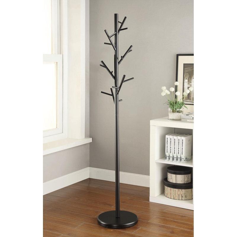 Siyah Metal 18 Kancalı Ağaç Dalı Tasarımlı Ayaklı Portmanto Vestiyer - 178 cm - 161389