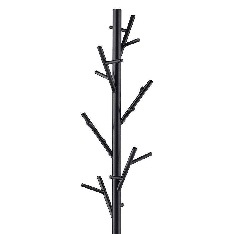 Siyah Metal 18 Kancalı Ağaç Dalı Tasarımlı Ayaklı Portmanto Vestiyer - 178 cm - 161389