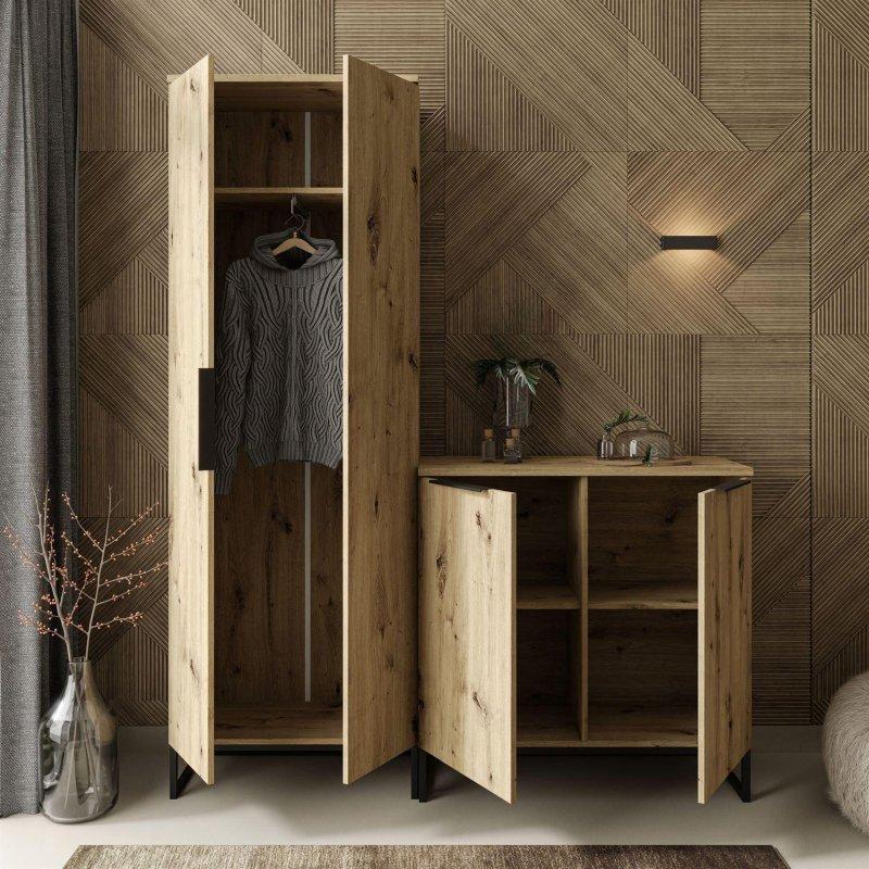 Siyah Metal Ayaklı Çekmeceli ve Raflı Portmanto Vestiyer - 158 cm - 158554