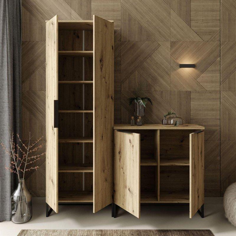 Siyah Metal Ayaklı Çekmeceli ve Raflı Portmanto Vestiyer - 158 cm - 158554