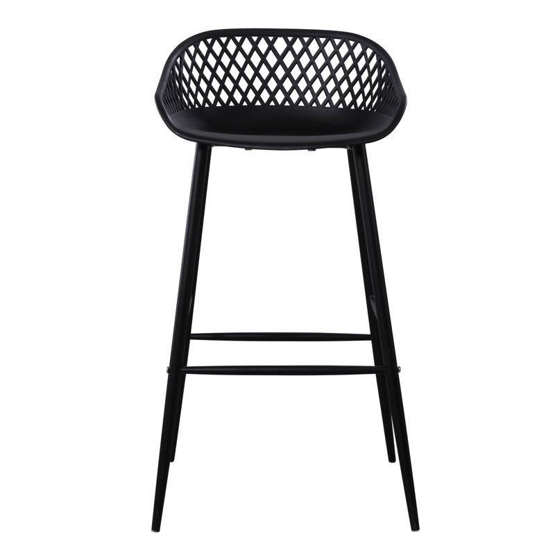 Siyah Metal Ayaklı Ergonomik Alçak Sırtlı 2'li Tel Bar Sandalyesi - 148896