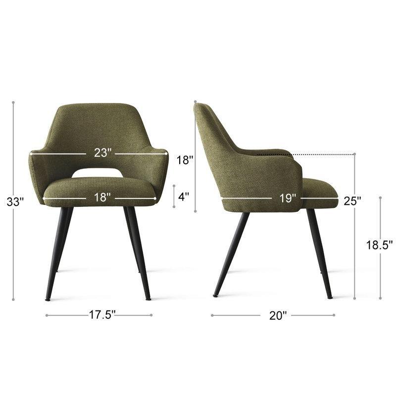 Siyah Metal Ayaklı Kumaş Döşemeli Kolçaklı 2li Set Sandalye - 146781
