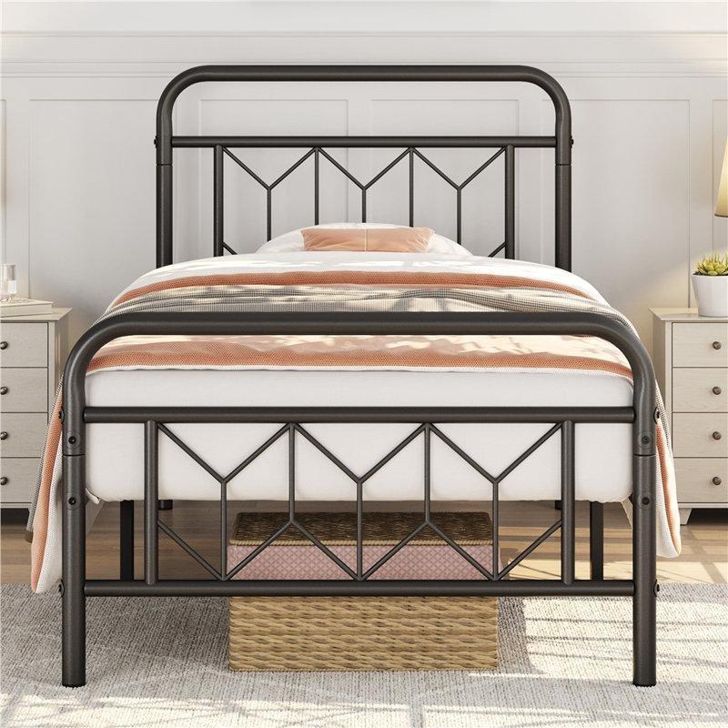 Siyah Metal Baklava Desenli Vintage Karyola - 105x197 cm - 143089