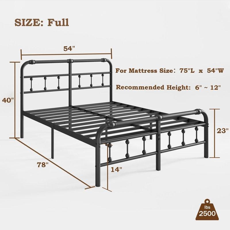 Siyah Metal Başlıklı ve Ayak Uçlu Platform Karyola - 143059