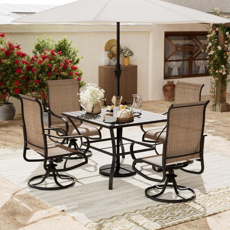 Siyah Metal Döner Sallanır 4lü Set Balkon Sandalyesi - 145461