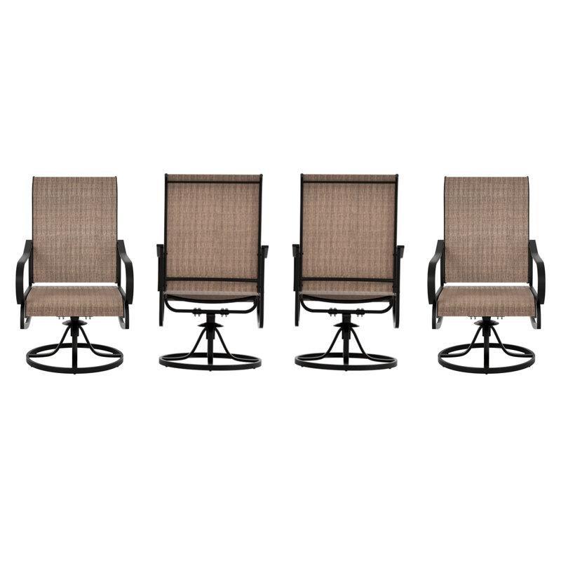 Siyah Metal Döner Sallanır 4lü Set Balkon Sandalyesi - 145461