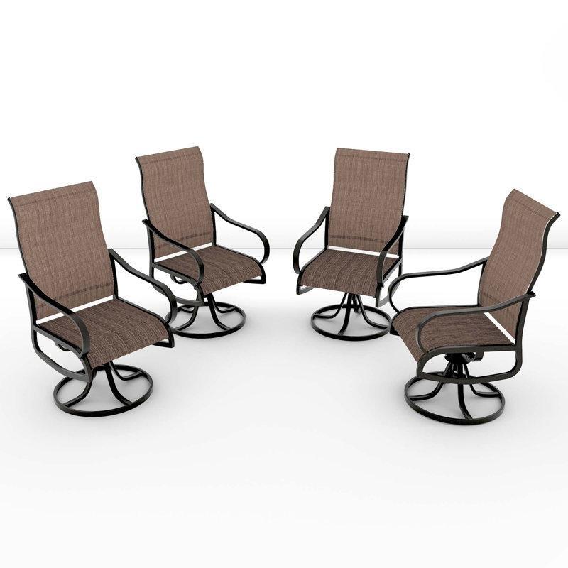 Siyah Metal Döner Sallanır 4lü Set Balkon Sandalyesi - 145461