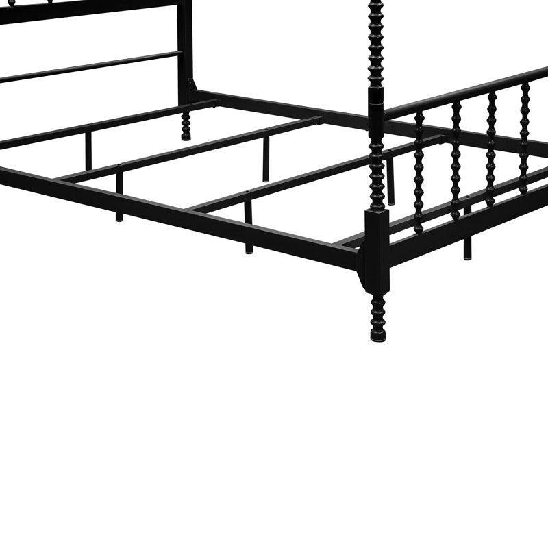 Siyah Metal Dört Direkli ve Başlıklı Karyola - 201x216 cm - 142513