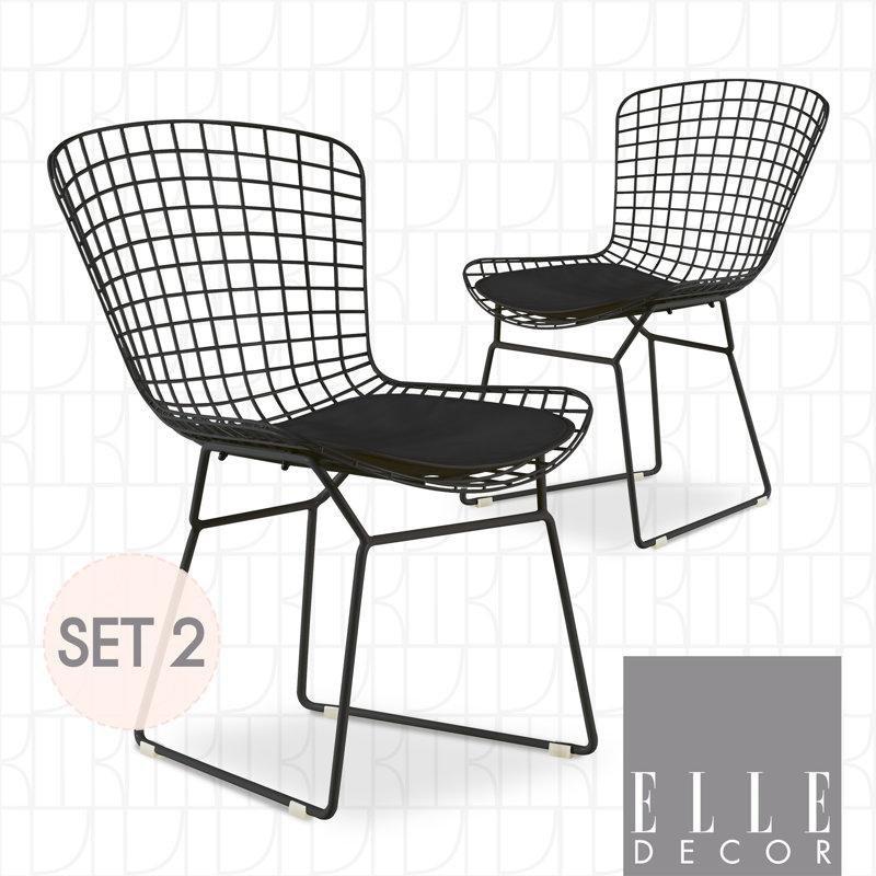 Siyah Metal Geometrik Tel Sırtlı 2%27li Sandalye Seti - 147120