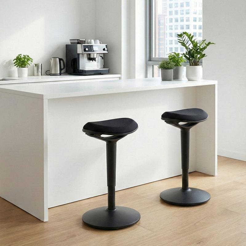 Siyah Metal Gövdeli Döner Amortisörlü Ergonomik Aktif Tabure - 148695