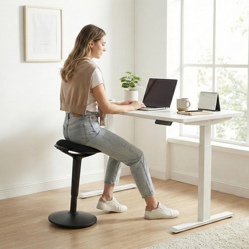 Siyah Metal Gövdeli Döner Amortisörlü Ergonomik Aktif Tabure - 148695