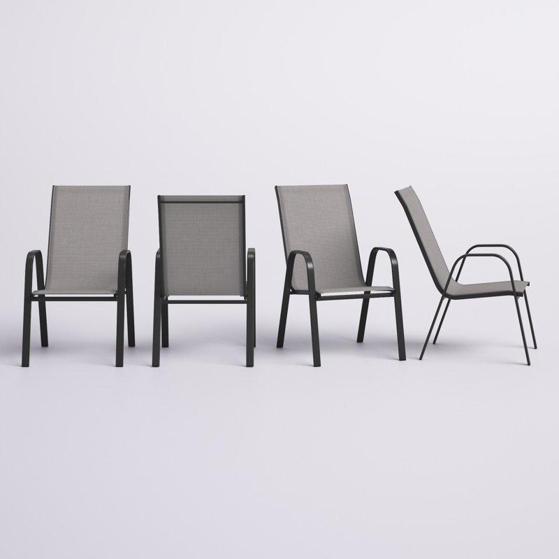 Siyah Metal İstiflenebilir Kolçaklı 4lü Set Balkon Sandalyesi - 145479