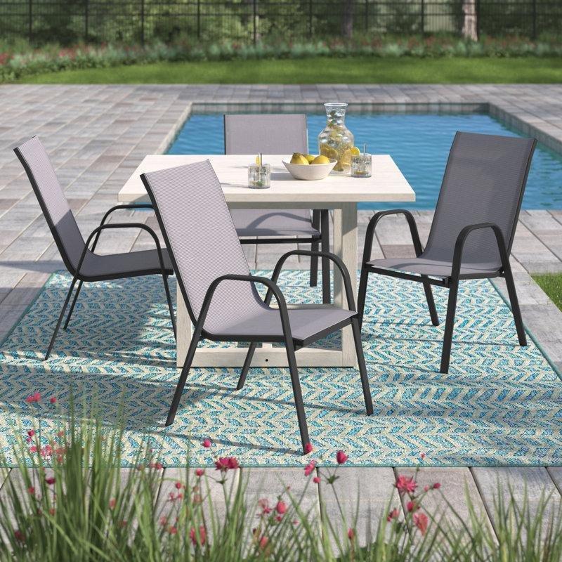 Siyah Metal İstiflenebilir Kolçaklı 4lü Set Balkon Sandalyesi - 145479