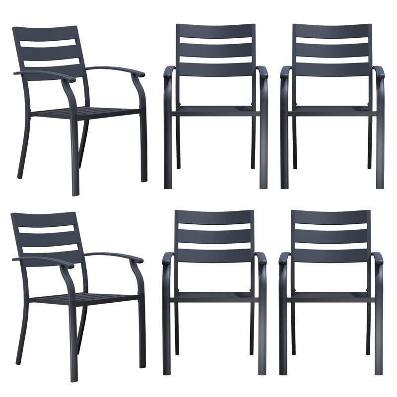 Siyah Metal İstiflenebilir Kolçaklı Ferforje Sandalye - 145968