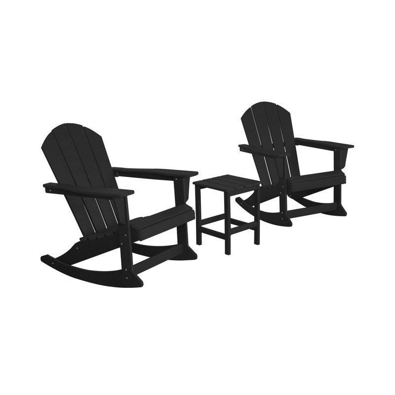 Siyah Metal Masalı Adirondack Dış Mekan Sallanan Sandalye Seti - 146424