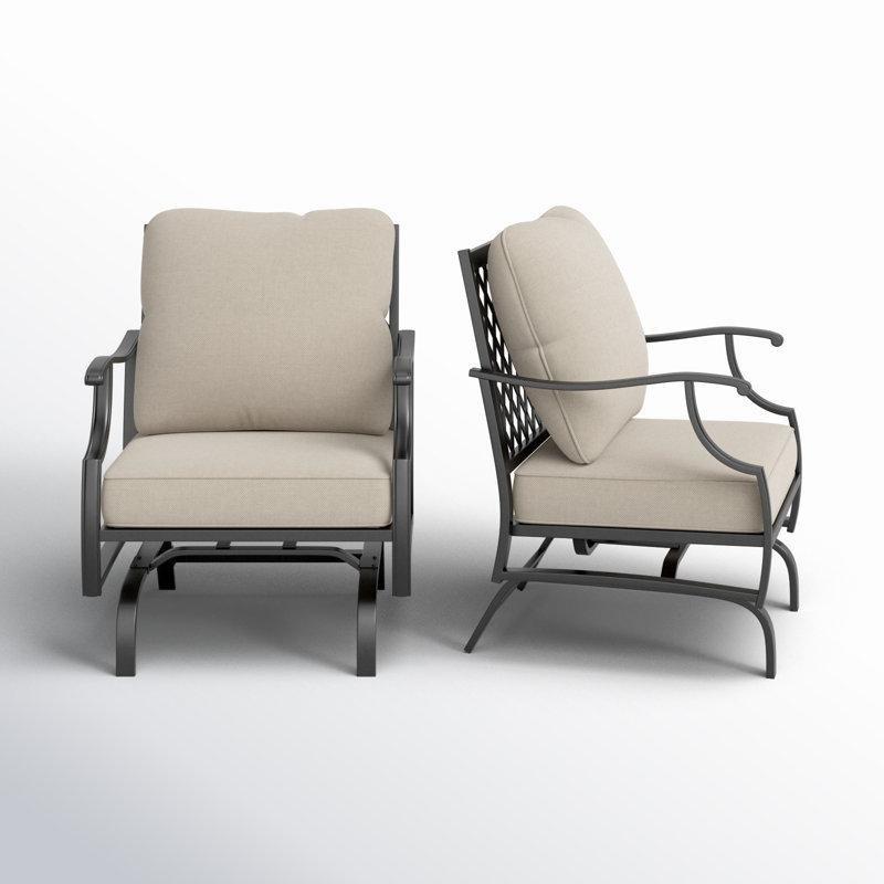 Siyah Metal Minderli Sallanan 2li Set Balkon Sandalyesi - 145407