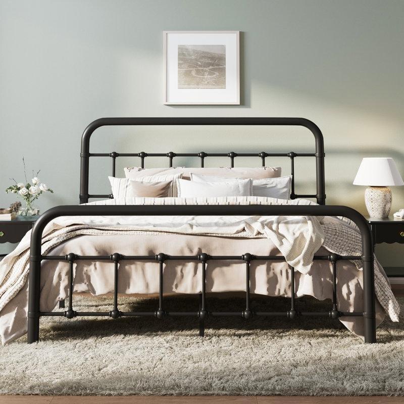 Siyah Metal Modern Tasarım Platform Karyola - 154x211 cm - 143293