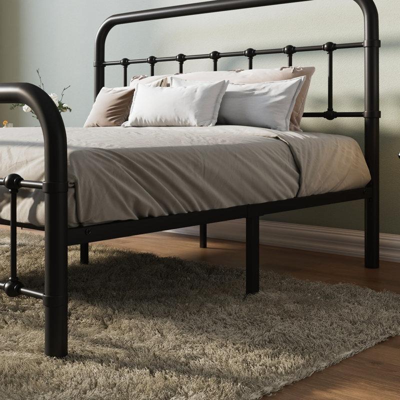 Siyah Metal Modern Tasarım Platform Karyola - 154x211 cm - 143293