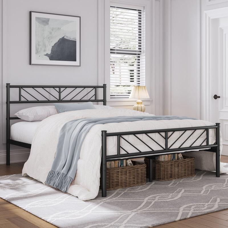 Siyah Metal Ok Desenli Platform Karyola - 143x197 cm - 143071