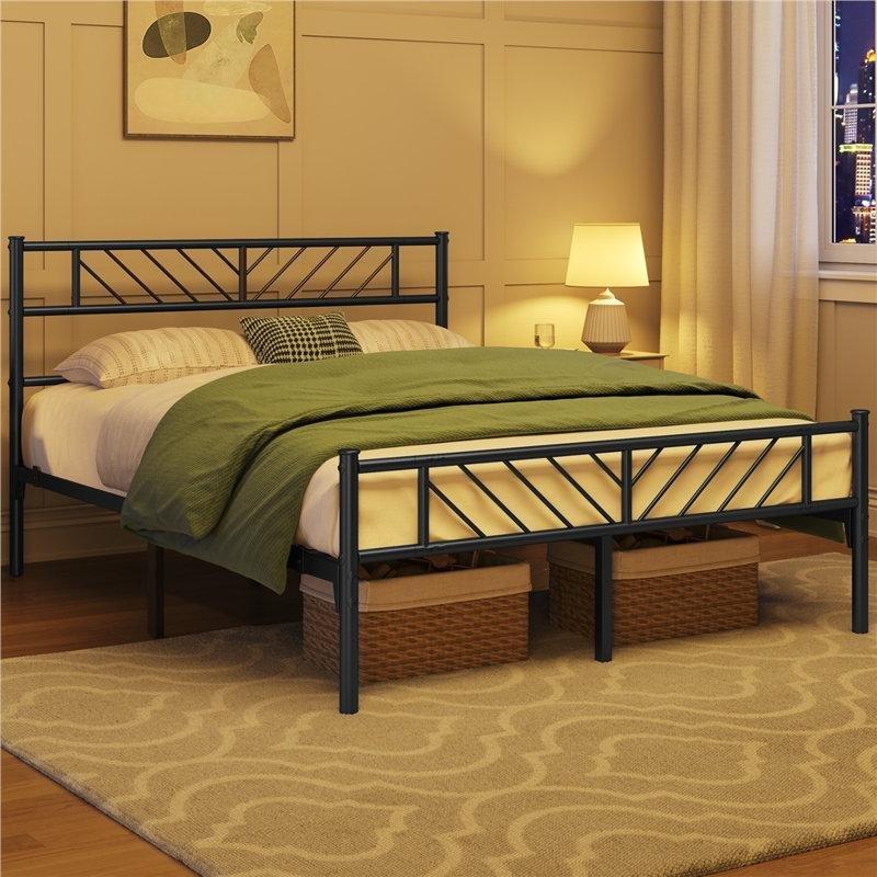 Siyah Metal Ok Desenli Platform Karyola - 143x197 cm - 143071