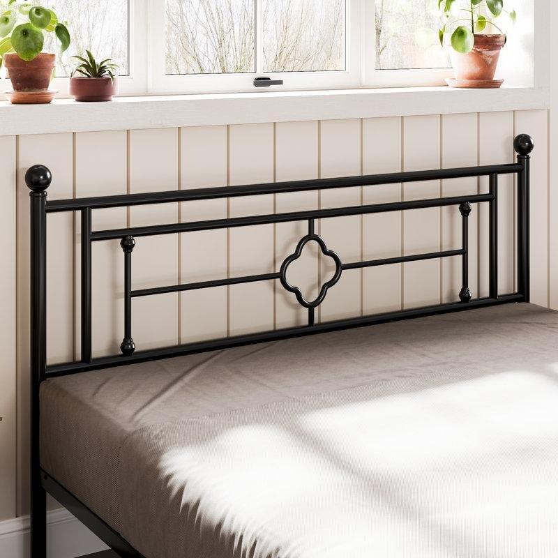 Siyah Metal Viktorya Tarzı Ferforje Yatak Başlıklı Karyola - 155x211 cm - 144966