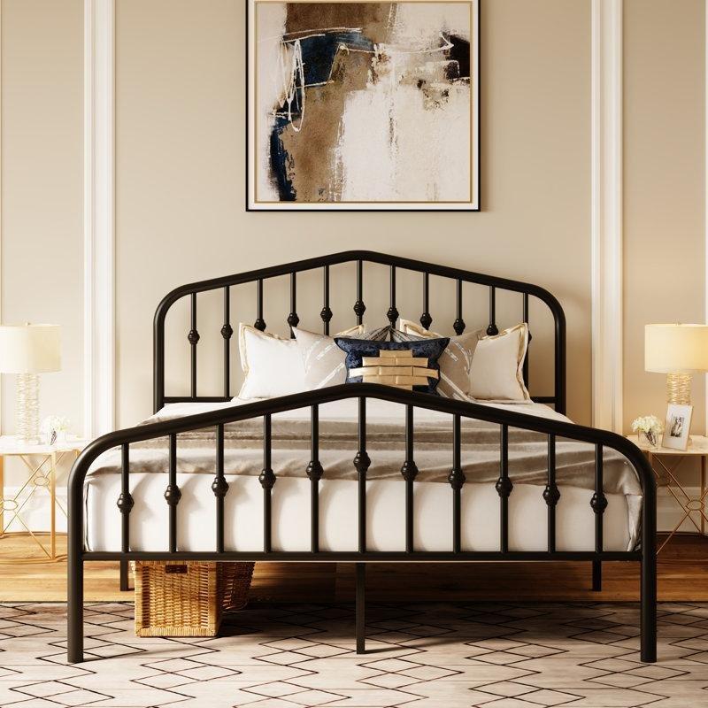 Siyah Metal Vintage Başlıklı Platform Karyola - 155x211 cm - 142198