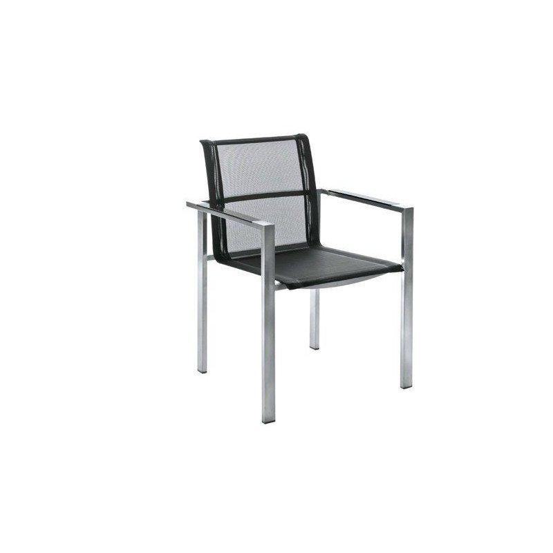 Siyah Paslanmaz Çelik İstiflenebilir Kolçaklı Dış Mekan Sandalye - 60x61x85 cm - 147345
