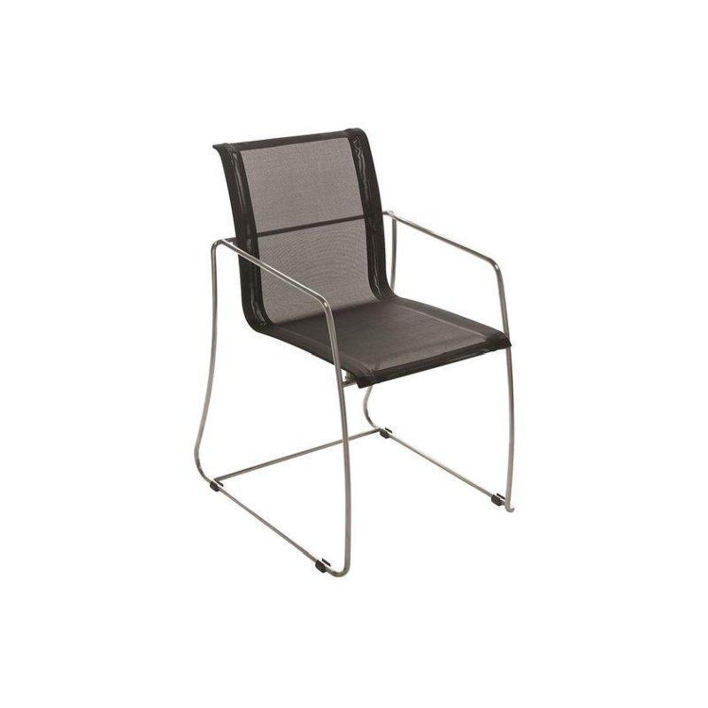 Siyah Paslanmaz Çelik Kolçaklı İstiflenebilir Sandalye - 56x61x86 cm - 147342