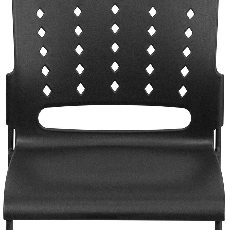 Siyah Plastik Hava Kanallı İstiflenebilir Metal Kızak Tabanlı Sandalye, 5'li Set - 147033