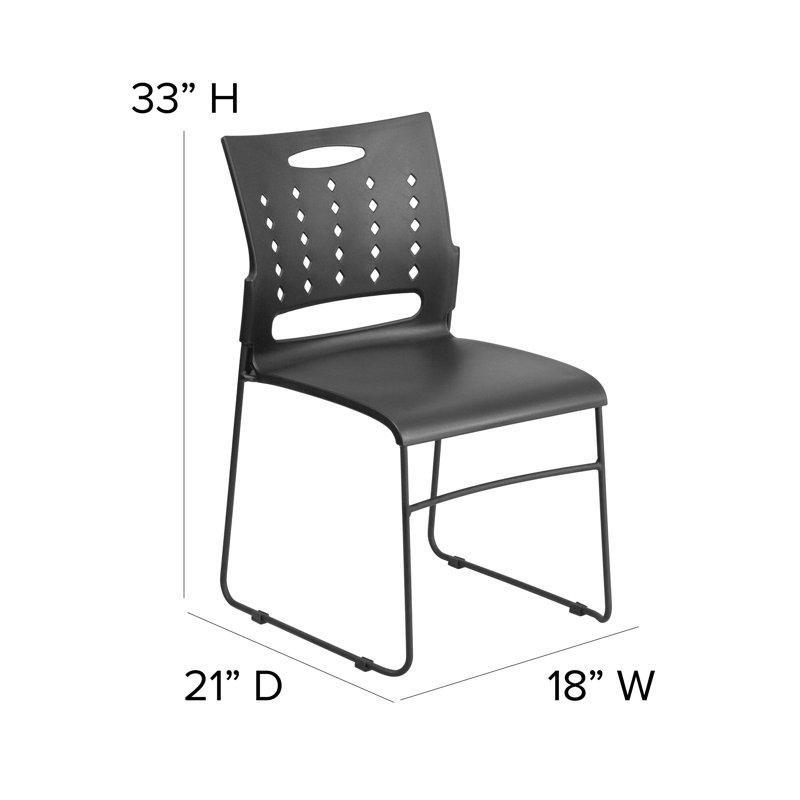 Siyah Plastik Hava Kanallı İstiflenebilir Metal Kızak Tabanlı Sandalye, 5'li Set - 147033