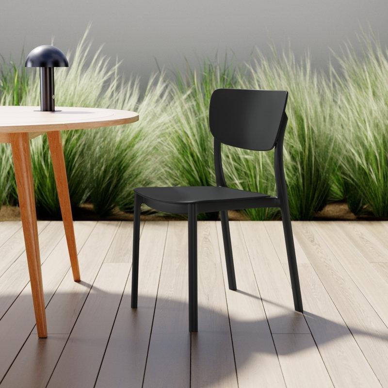 Siyah Plastik İstiflenebilir Dış Mekan Sandalye, 2'li Set - 146838